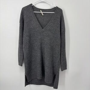 alice + olivia Womens Grey Knit Sweater V Neck Women's Medium Long